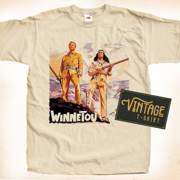 Winnetou TShirt Vintage Naturfarbe Herren TShirt DTG Digitaldruck GRÖßEN S M L XL 2XL 3XL 4XL 5XL