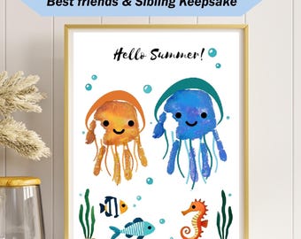 子どものための夏の手形アート、幼稚園のアクティビティ、幼児向けの