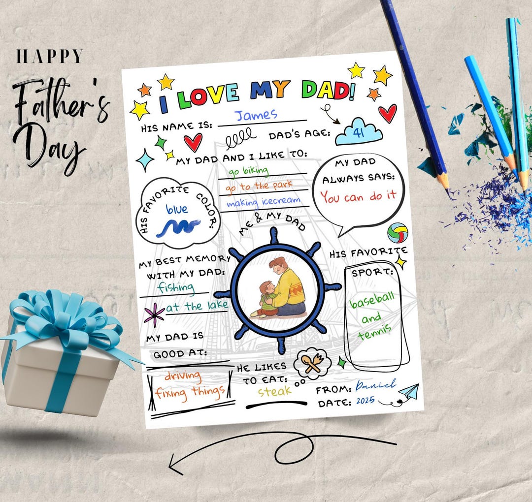 Personalizable Father's Day Coloring Page Printable Gift, All About My ...