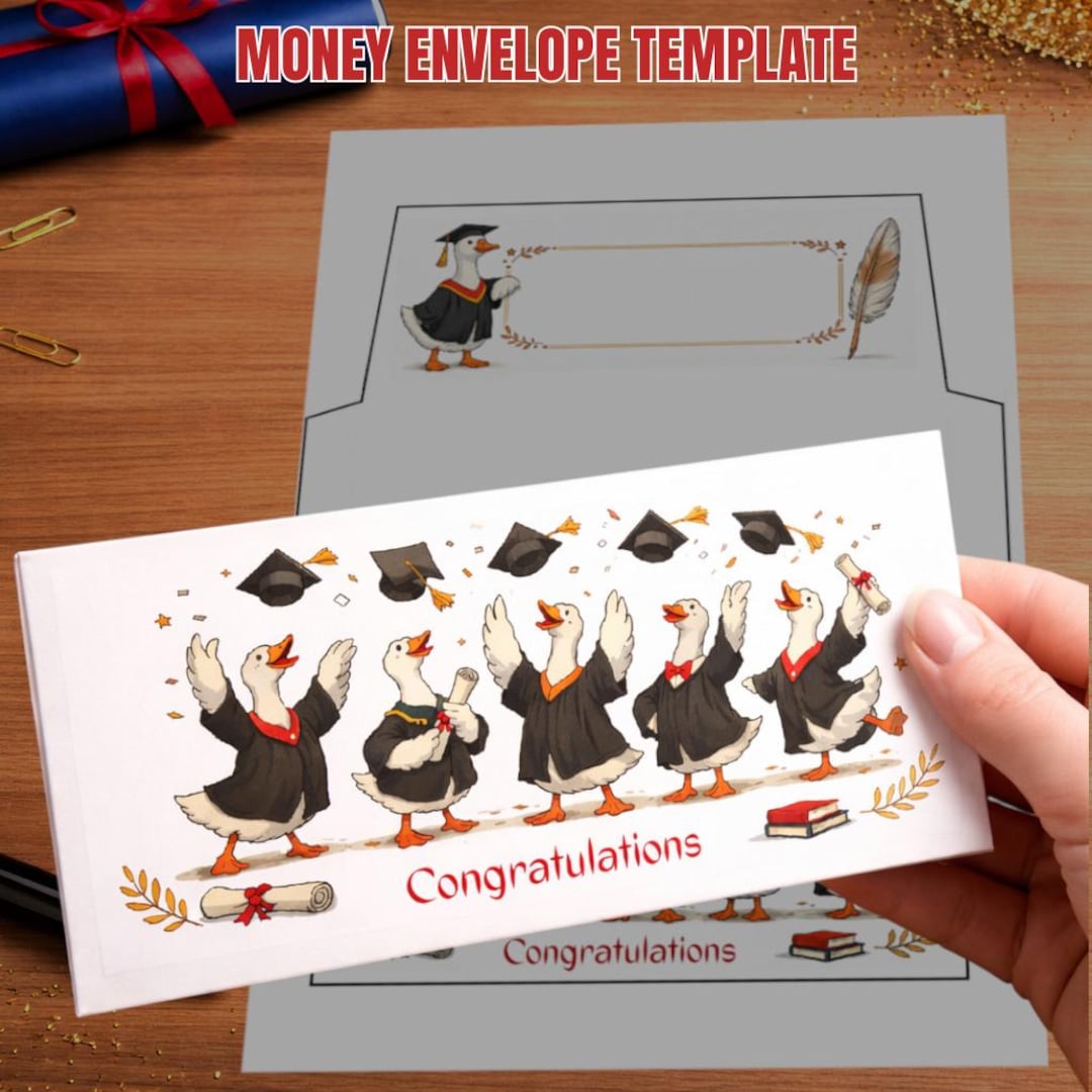 Goose Envelope Graduation Money Gift Envelope Template, Printable Goose Graduation ...