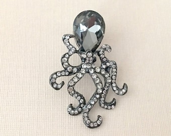 ExhilaraZ Exquisite Womens Cute Octopus Brooch Pin Shiny Rhinestone Party Jewelry Scarf Gift
