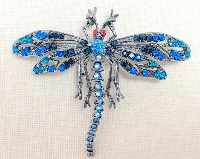 Blue Dragonfly Brooch Pin