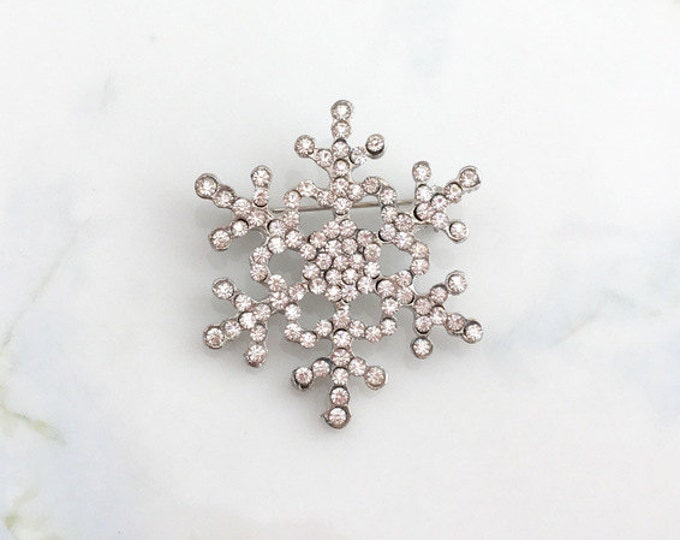 Small Snowflake Rhinestone Brooch Pin