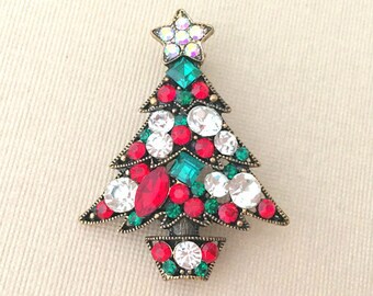 Red Christmas Tree BroochGreen BroochChristmas PinSmall BroachHoliday Red Christmas Tree BroochGreen BroochChristmas PinSmall BroachHoliday