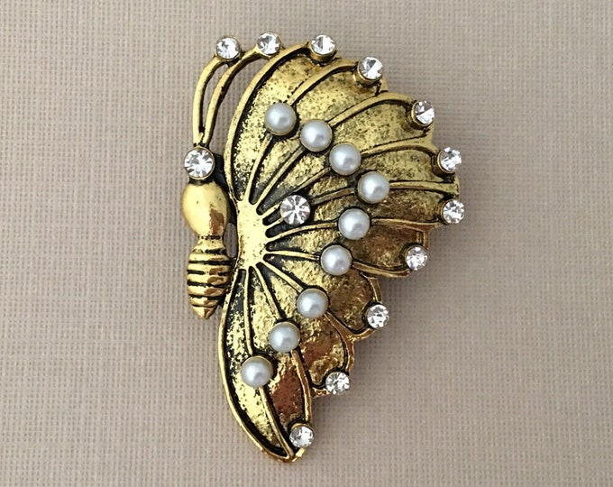 Antique Gold Butterfly Brooch Pin & Pendant