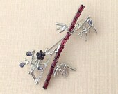 Bamboo Brooch.Purple Bamboo Brooch.Bamboo Branch Brooch.Purple Bamboo pin.Rhinestone Bamboo Brooch.Wedding Bouquet Brooch.Bamboo stalk pin
