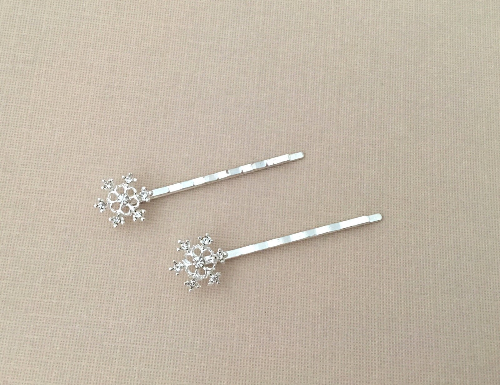 Silver Snowflake Bobby Pin Set. Set of 3.