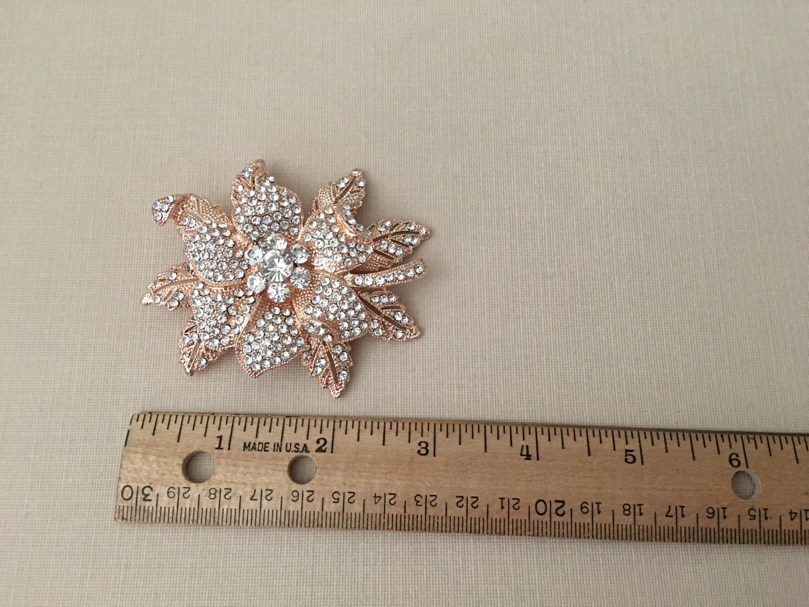 Rose Gold Flower Brooch.Rose Gold Wedding Brooch.Rose Gold Etsy