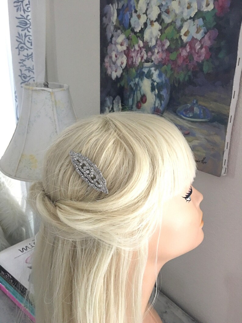 Art Deco Hair Comb.Art Deco Rhinestone Hair Piece.Platinum /& Rhinestone Hair Comb.Art Deco Style Bridal Headpiece.Art Deco Wedding Hair Comb