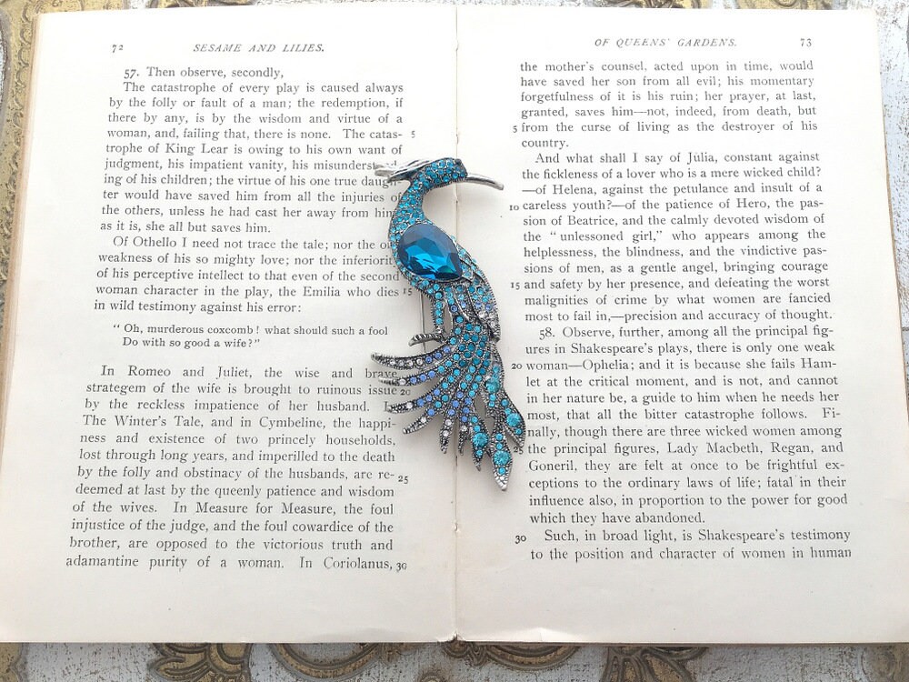 Teal Phoenix Brooch Pin