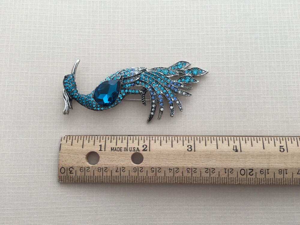 Teal Phoenix Brooch Pin