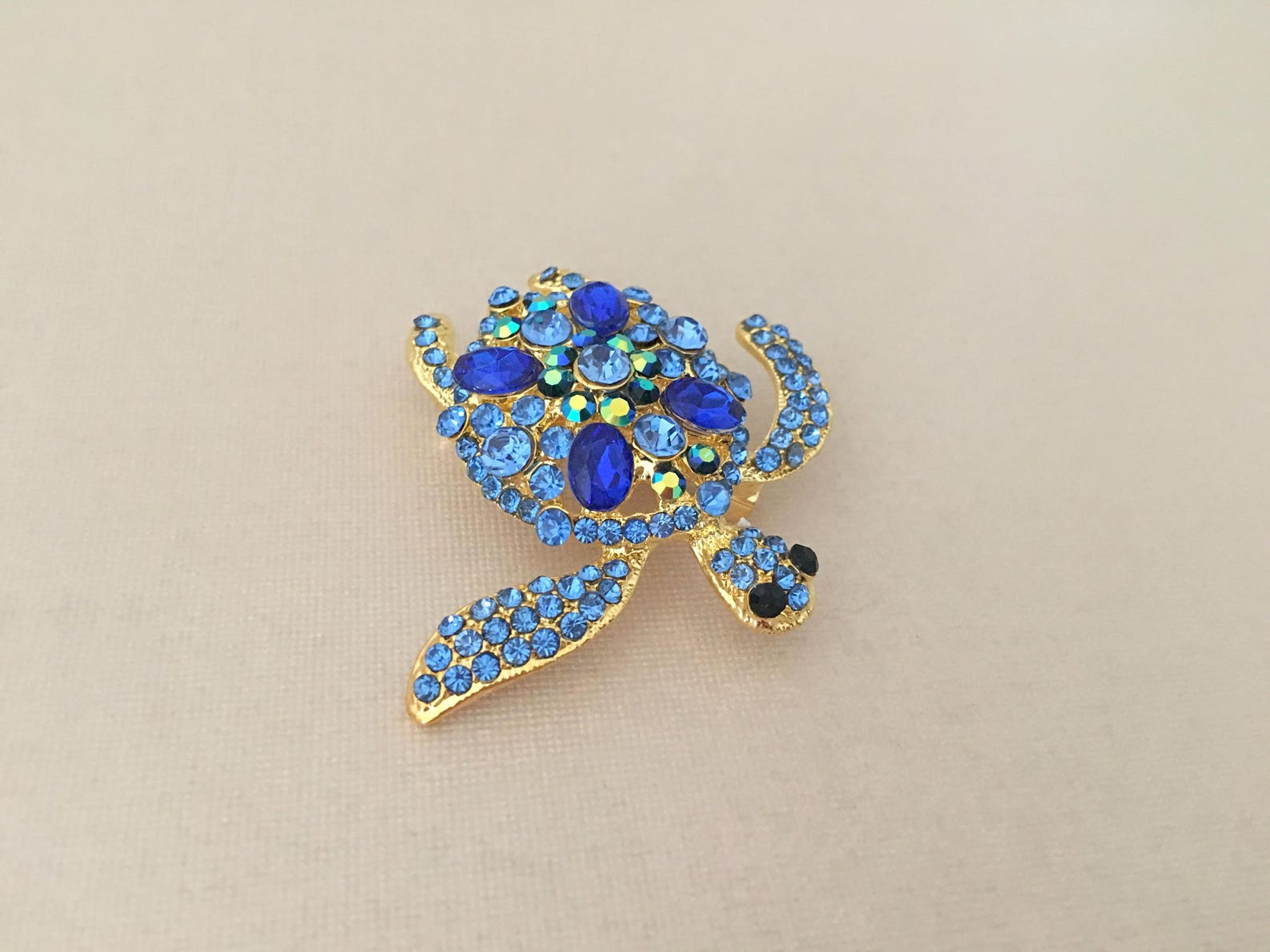 Turtle Brooch.Rhinestone Turtle Brooch.Sea Turtle Brooch.Blue Etsy