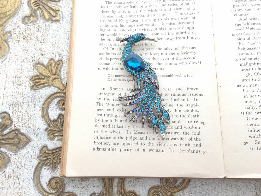 Teal Phoenix Brooch Pin