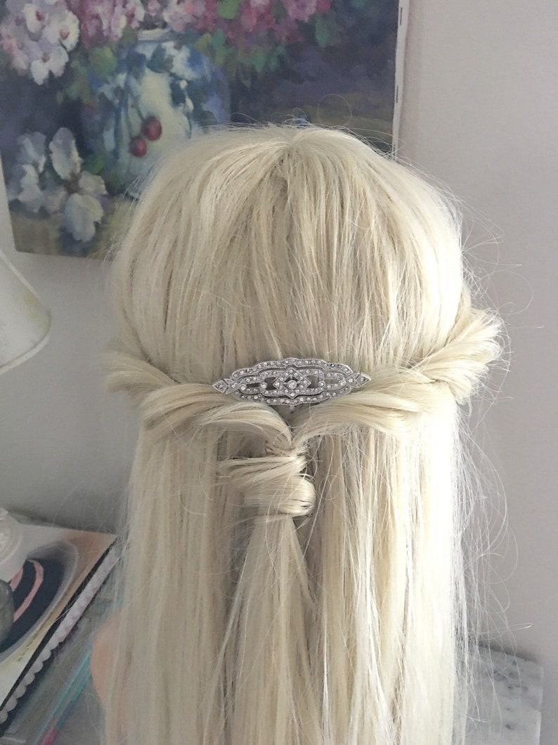 Art Deco Hair Comb.Art Deco Rhinestone Hair Piece.Platinum /& Rhinestone Hair Comb.Art Deco Style Bridal Headpiece.Art Deco Wedding Hair Comb