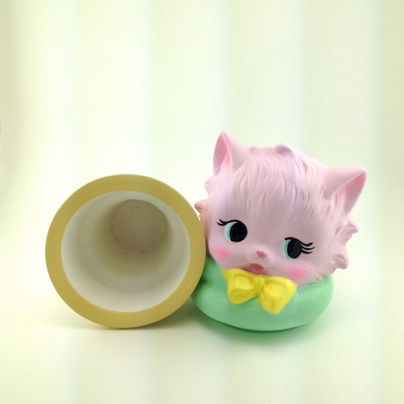 Ceramic Kitty Ice Cream Cone Trinket Box Etsy