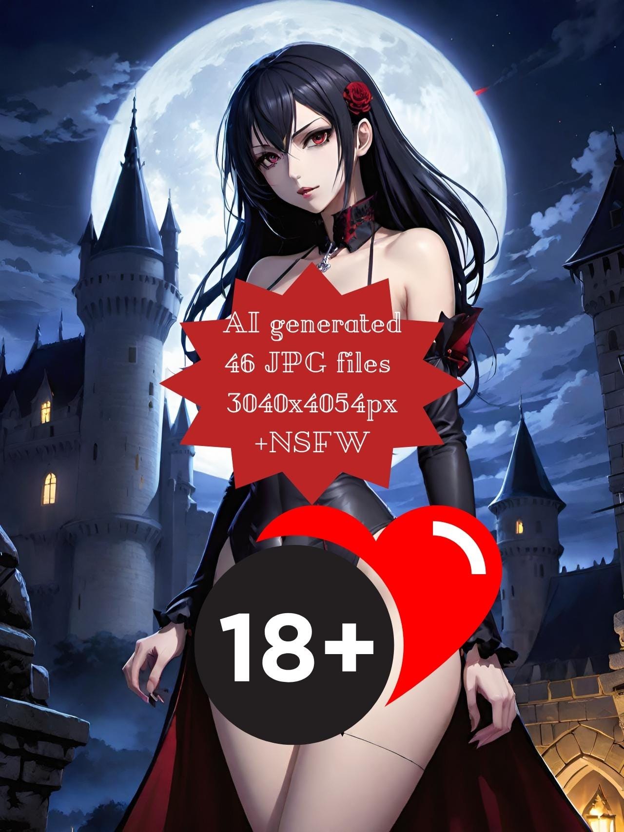 AI generated, Anime Vampire Girls, Nurses,  Hight Quality, Digital, For Printing, Relaxation, Mature, Naked, 18+, nsfw,