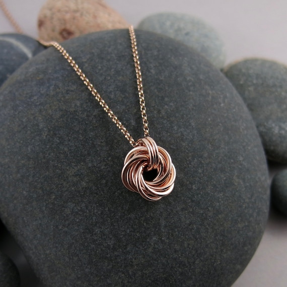 Rose Gold Knot Necklace Endless Love 