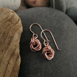 Rose Gold Knot Earrings • Endless Love Knots in 14K Rose Gold Fill