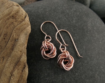 Rose Gold Knot Earrings • Endless Love Knots in 14K Rose Gold Fill