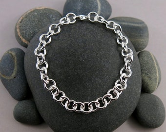 Adjustable Silver Chain Link Bracelet • Handcrafted Single Chain Link Bracelet • 925 Chain Bracelet • Sterling Silver Bracelet Chain