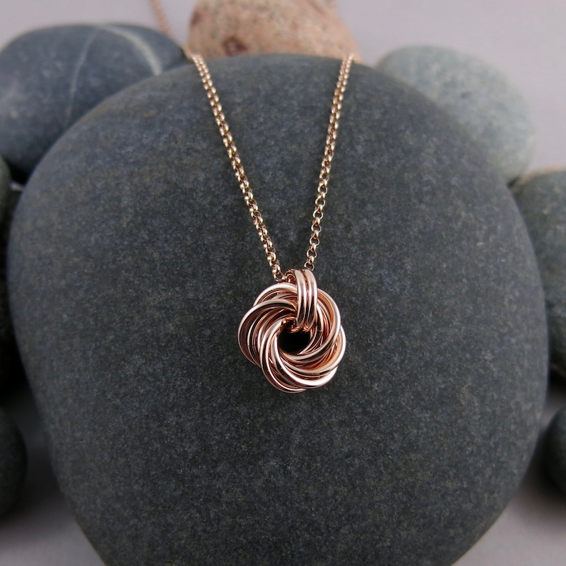 Rose gold love knot necklace Clearance