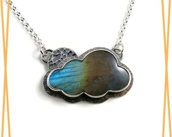 Spectrolite Cloud Necklace • Silver Linings Jewelry • 925 Artisan Jewelry • One of a Kind Sterling Silver Rainbow Gemstone Necklace