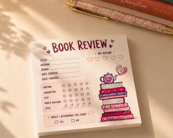 Book Review Sticky Notes, Bookish Stationery, Sticky Notepad, Gift for Bookworm, Book Club Gifts, Reading Journal