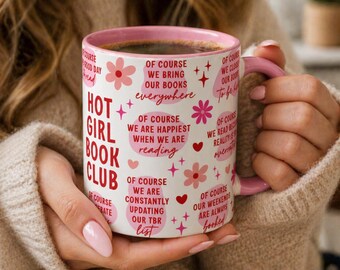 Hot Girl Book Club Coffee Mug, Pink Bookish Quote Mug, Romance Reader Gift, Book Club Mug, Book Lover Gift 11oz