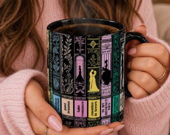 Romance Trope Bookshelf Coffee Mug, Bookish Romance Reader Mug, Library Aesthetic Cup, Romantasy Gift, Book Lover Mug 11oz