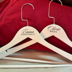 Personalized Bridesmaid Hangers, Wedding Hanger, Wooden Engraved Hanger, Bridal Dress Hanger, Wedding Name Hangers