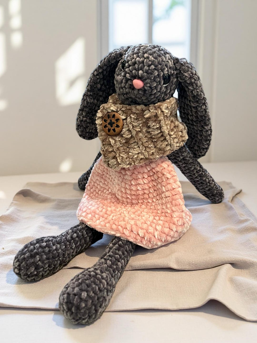 Sophie Rabbit Sophie Velvet Floppy Eared Rabbit Amigurumi Rag Doll Pink Dress Gift ...