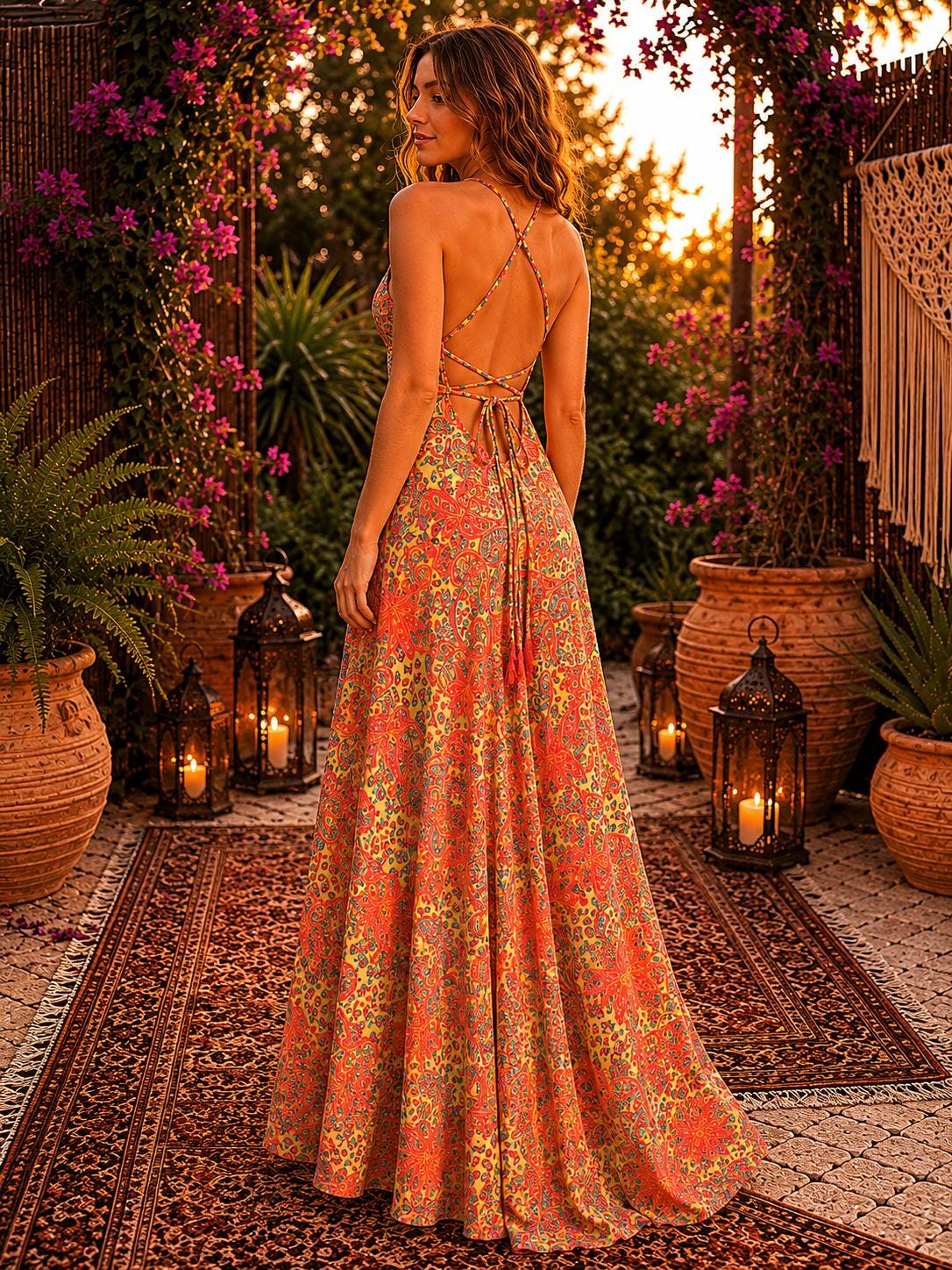 backless dresses india Buy Indian Sari Silk Backless Halter Summer Hippie Dress