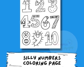 Silly Numbers Coloring Page | Children’s Numbers 1-10 Coloring Page | Toddler Coloring Pages | Coloring Printables | Kids Coloring Pages