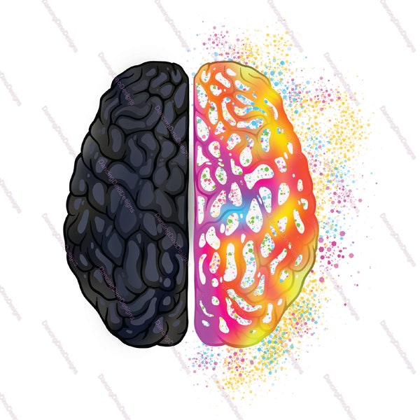 Mental Health Brain PNG - Sublimation PNG - Mental Health - Bipolar brain