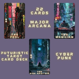 Mazzo di tarocchi Neon Dreams: Arcano maggiore, mazzo di tarocchi modificabile Canva, mazzo di tarocchi Cyber World, carte di tarocchi futuristici, mazzo di tarocchi personalizzato