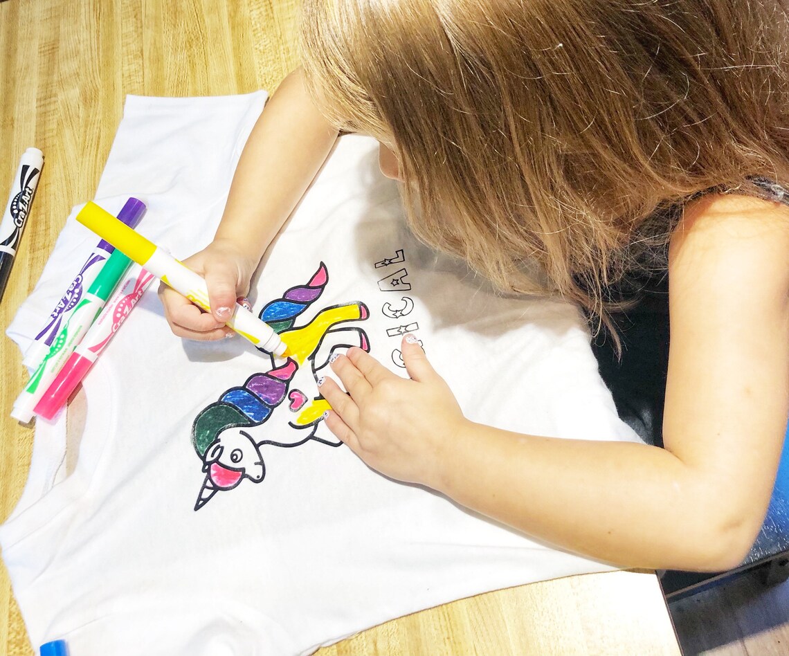 Coloring Tshirt Color Your Own Shirt Washable Markers Etsy UK
