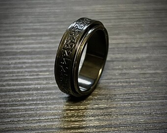 Anillo negro con nudo celta - Anillo de acero inoxidable negro para hombre