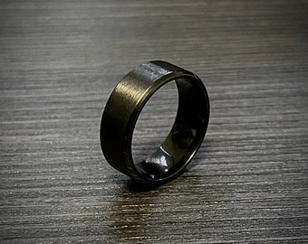 Anillo negro cepillado - Anillo de acero inoxidable negro para hombre