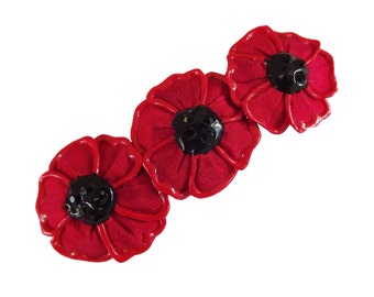 Flanders Poppy Trio hair clip