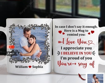 Te amo taza, taza de pareja personalizada, taza de café con foto personalizada, taza de boda personalizada, regalo para él/ella, regalo para pareja, regalo de aniversario