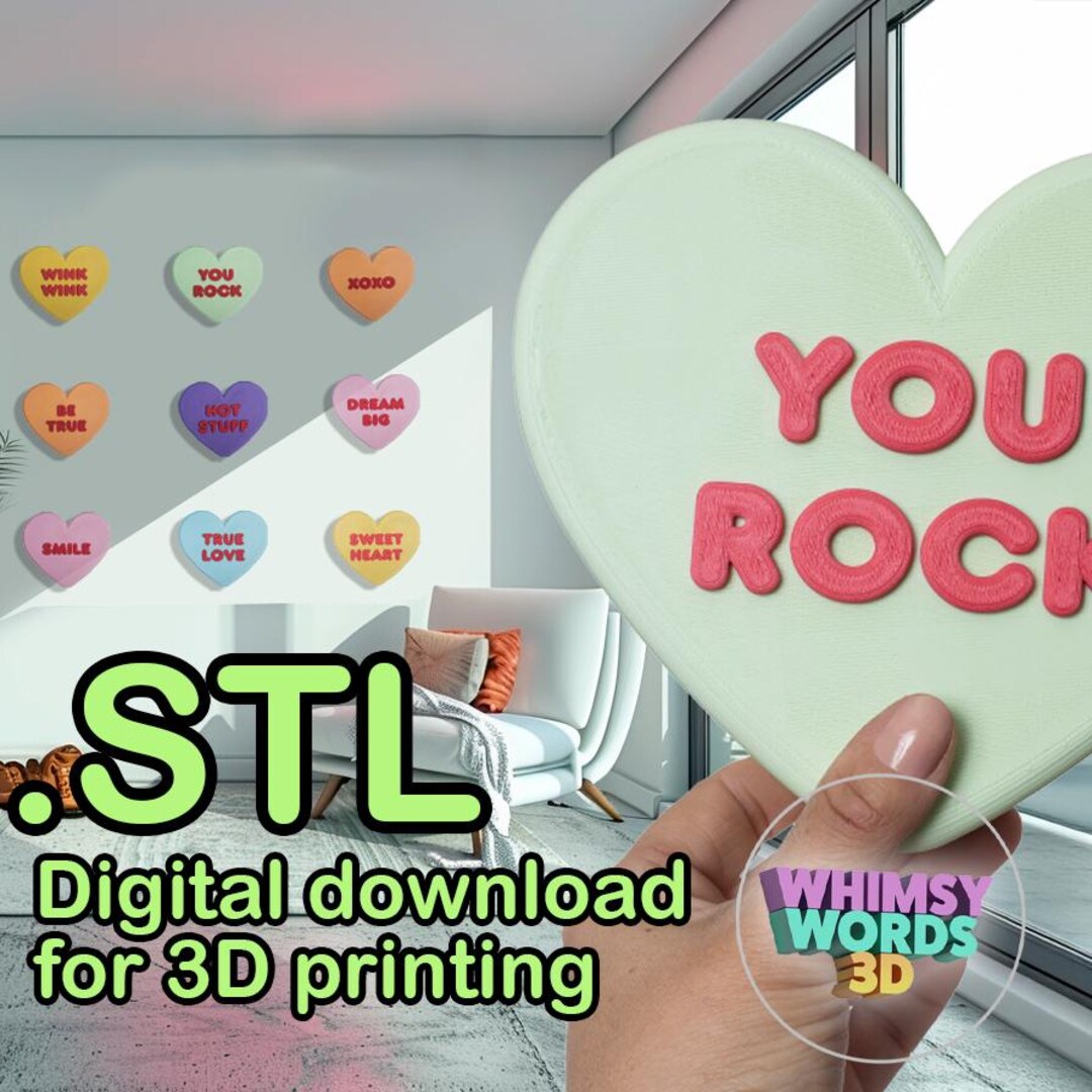 Conversation Hearts Wall Decor, 9 Unique STL Files - File 3D Printing ...