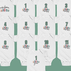 Body Milestone Mensual para Bebés. Regalo perfecto para baby showers. Accesorios para fotografías. Regalos únicos para recién nacidos.