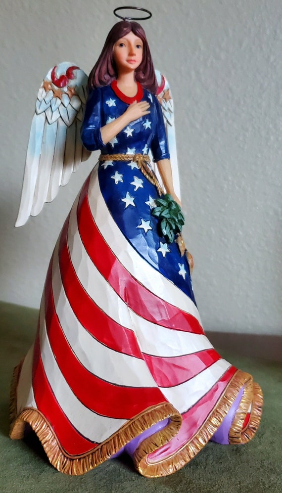 ENESCO Patriotic Angel wFlag Dress 6001084 Enesco \"patriotic Angel in Flag Dress\" by Artist Jim Shore Flag