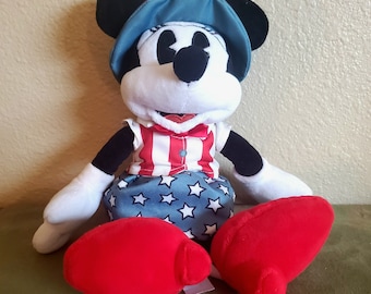 Disney Parks Patriotic Minnie Mouse Red White And Blue Americana Plush Collectible Independence Day 4th of July Celebration