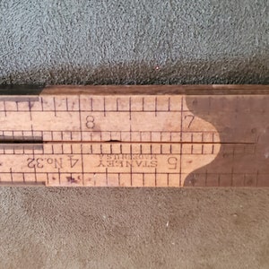 Aniique Stanley Boxwood 12&quot; Ruler With Caliper