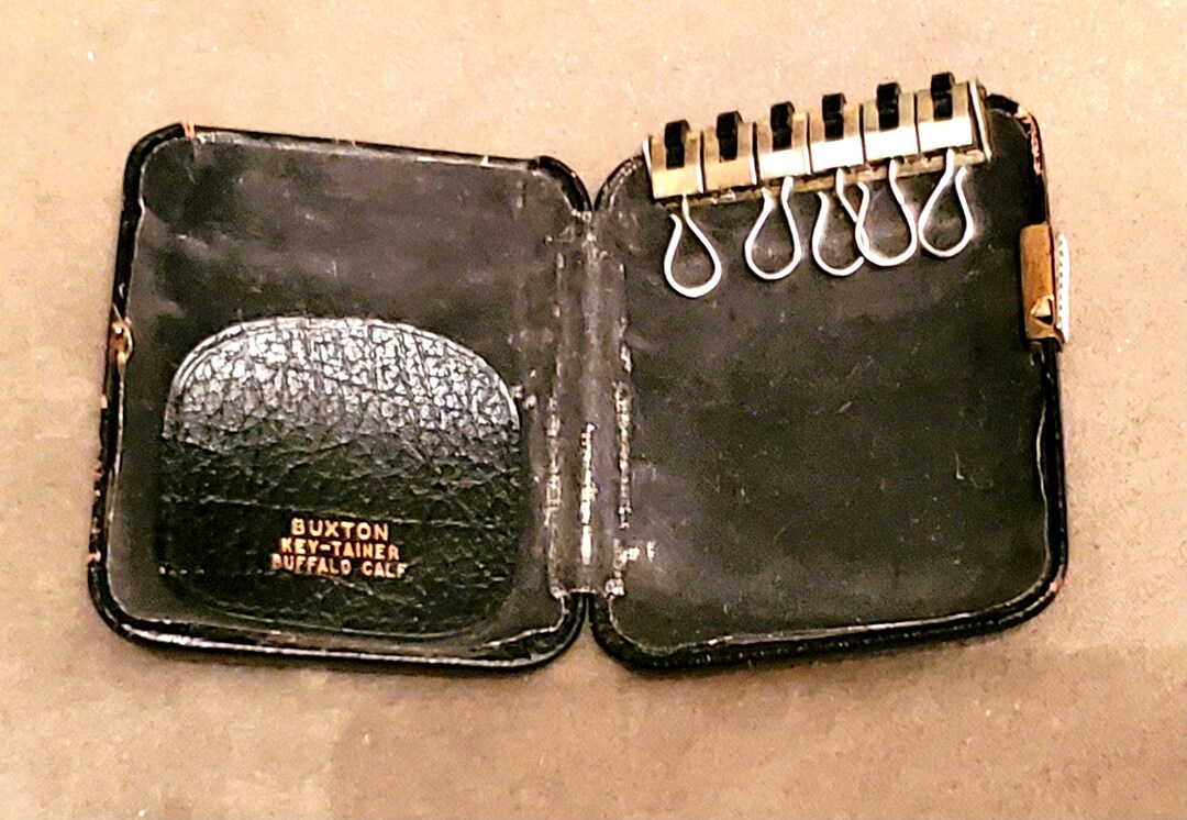 Vintage Key Case Hard Shell Buxton Key-tainer Key Ring Holder Black ...