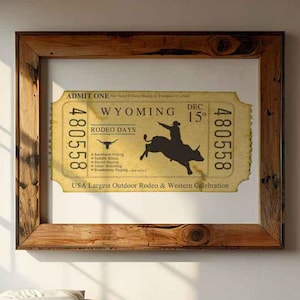 Custom Vintage Rodeo Ticket Print, Rodeo Bronc Rider Western Wall Art, Physical Poster