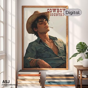 Stampa di poster vintage western con sigarette, decorazione in stile retrò Marlboro, arte murale western per uomo, arte vintage per la casa di campagna, poster sul tabacco