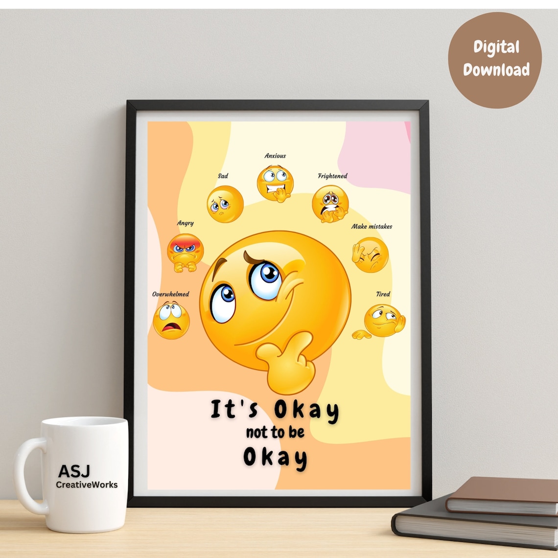 It's Okay to Not Be Okay Poster, Mental Health Wall Decor, Feelings ...