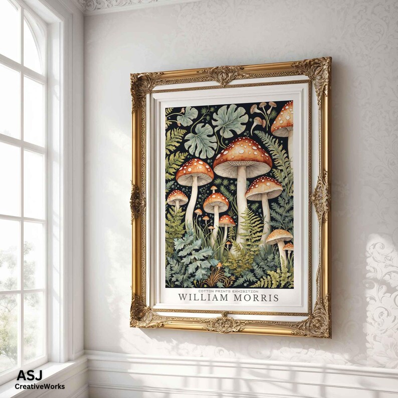 William Morris Mushroom Poster, Vintage Botanical Wall Art Print, Arts ...